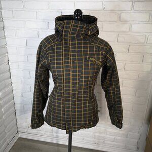 Helly Hansen Ladies Size Small Black & Gold Check Full Zip Snowboard Jacket